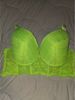 Lime Green Lace Bra, UW, 38D, Excellent